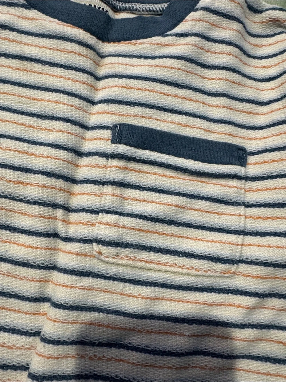 Old Navy Cream Striped Short Sleeve Tee with Navy Trim